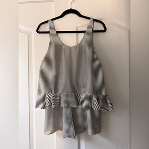 Striped Black and White Ruffle Top